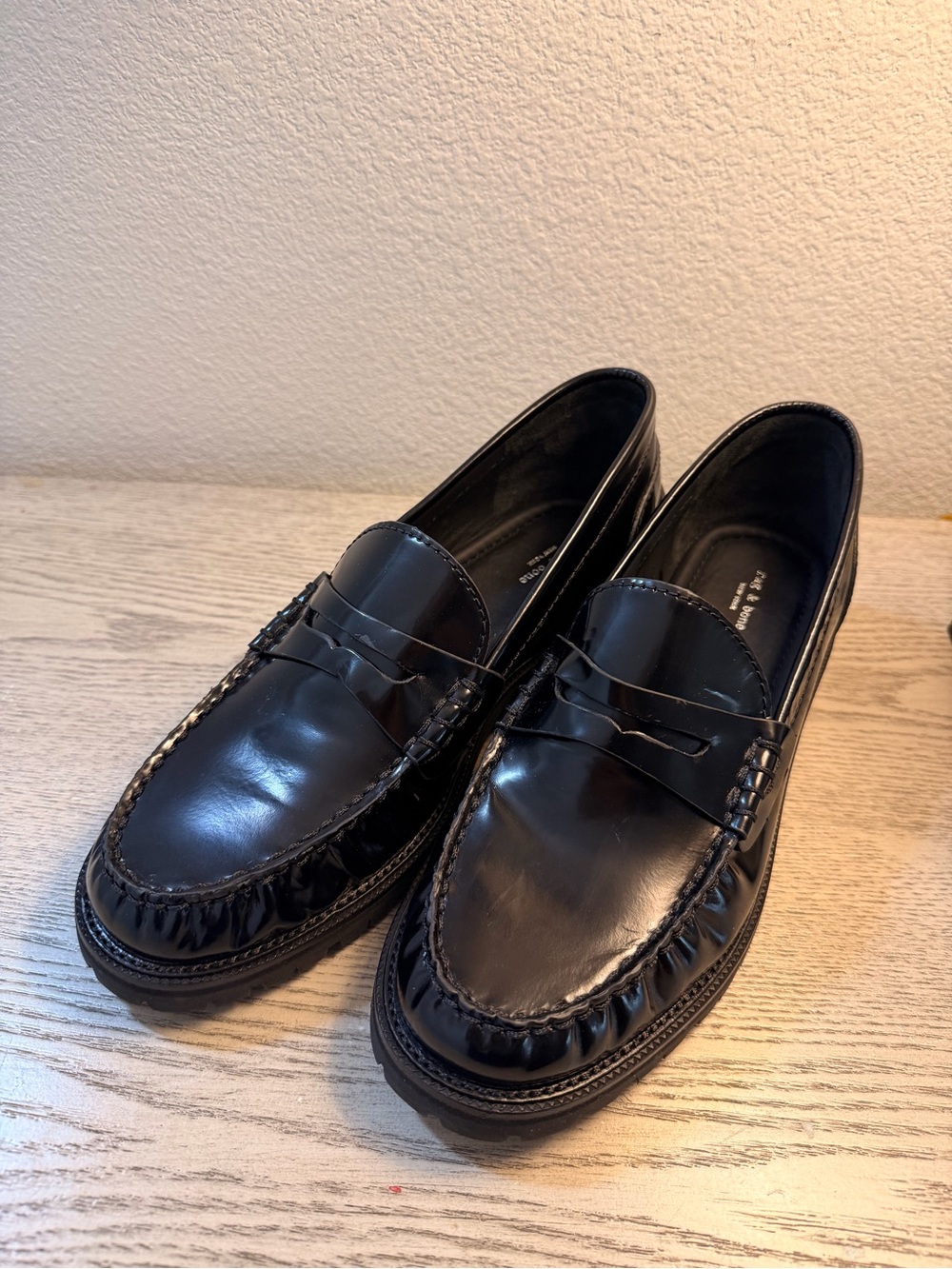 rag & bone Corey Black Leather Penny Loafers for Women 8